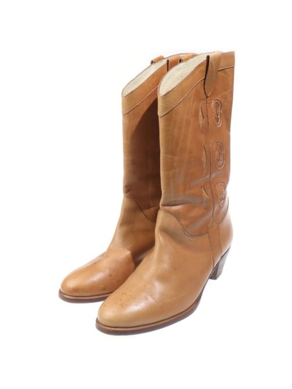 Gucci Interlocking Leather Western Long Boots Shoes Brown - Picture 2 of 6
